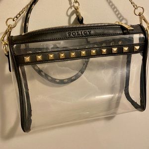 Brand new game day/stadium clear purse. Removable strap. Black with gold